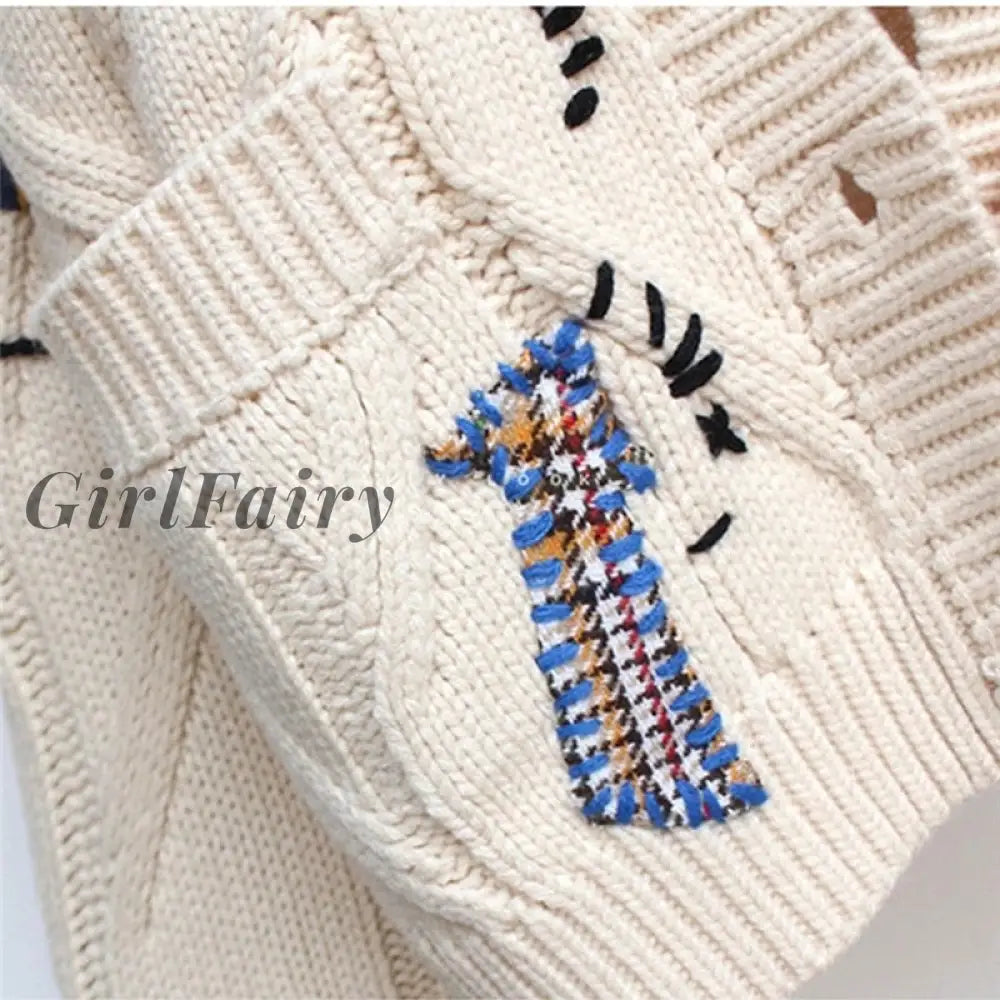 Girlfairy 2023 Knitted Cardigan Sweater Winter Woman Coat Ladies Warm Coats & Jackets