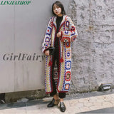 Girlfairy 2023 New Fashion Pure Handmade Knitted Winter Sweater Coat Patchwork Open Stitch Long