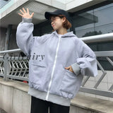 Girlfairy 2023 New Plus Size Hoodies Women Harajuku Streetwear Kawaii Oversized Zip Up Sweatshirt