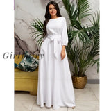 Girlfairy 2023 New Sping Autumn Vintage Solid Lantern Sleeve Maxi Long Dress Ladies O Neck Elegant