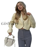 Girlfairy 2023 New Womens Coat Personality Solid Color Small Versatile Cardigan Short Long-Sleeved