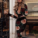 Girlfairy 2023 Sexy Deep V Neck Women Party Dresses Mujer Fashion Lady Houndstooth Plaid Bodycon