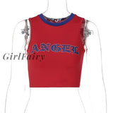 Girlfairy 2023 Sleeveless O-Neck Letter Sexy Crop Top Summer Women Fashion Streetwear Outfits Camis