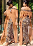 Girlfairy 2023 Spring Autumn Fashion Loose Leopard Women Maxi Long Split Gown Leisure Outdoor