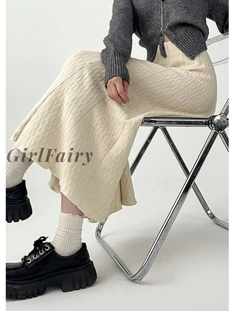 Girlfairy 2023 Spring Summer Korean Fashion Women A Line High Waist Mid-Long Skirts Female Loose