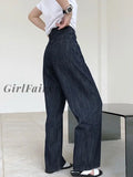 Girlfairy 2023 Spring Summer New Women High Waist Jeans Trousers Loose Wide Leg Straight Baggy Denim Pants Female Soft Cozy Vintage Chic