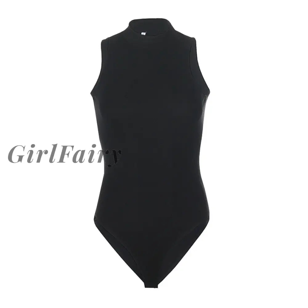 Girlfairy 2023 Summer One Piece Bodys Black Shirt Body Feminino Fashion Womens Bodysuit With