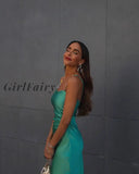 Girlfairy 2023 Women Fashion Sea Dress Straps With Chains Female Elegant Maxi Midi Slit Camisole