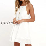 Girlfairy 2023 Women Summer Dress Boho Style Floral Print Chiffon Beach Tunic Sundress Loose Mini
