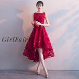 Girlfairy A Line Lace Homecoming Dresses Short Front Long Back Navy Blue Junior Cocktail Dress Blush Pink Hot Fashion High Low Party Dress