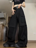 Girlfairy American Style Vintage High Waist Women Cargo Pants 2023 Classics Multiple Pockets Trousers With Double Belt Streetwear Hip-hop