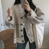 Girlfairy Autumn And Winter 2023 New Retro Loose Lazy Wind Small People Wear V-Neck Versatile