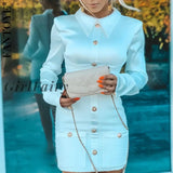 Girlfairy Autumn Winter Dress Suit Outwear 2023 Long Sleeve Patchwork Double-Layer Bodycon Office