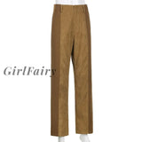 Girlfairy Autumn Winter Womens Classic Straight Corduroy Pants Loose Casual Solid Color 2023 Y2K For
