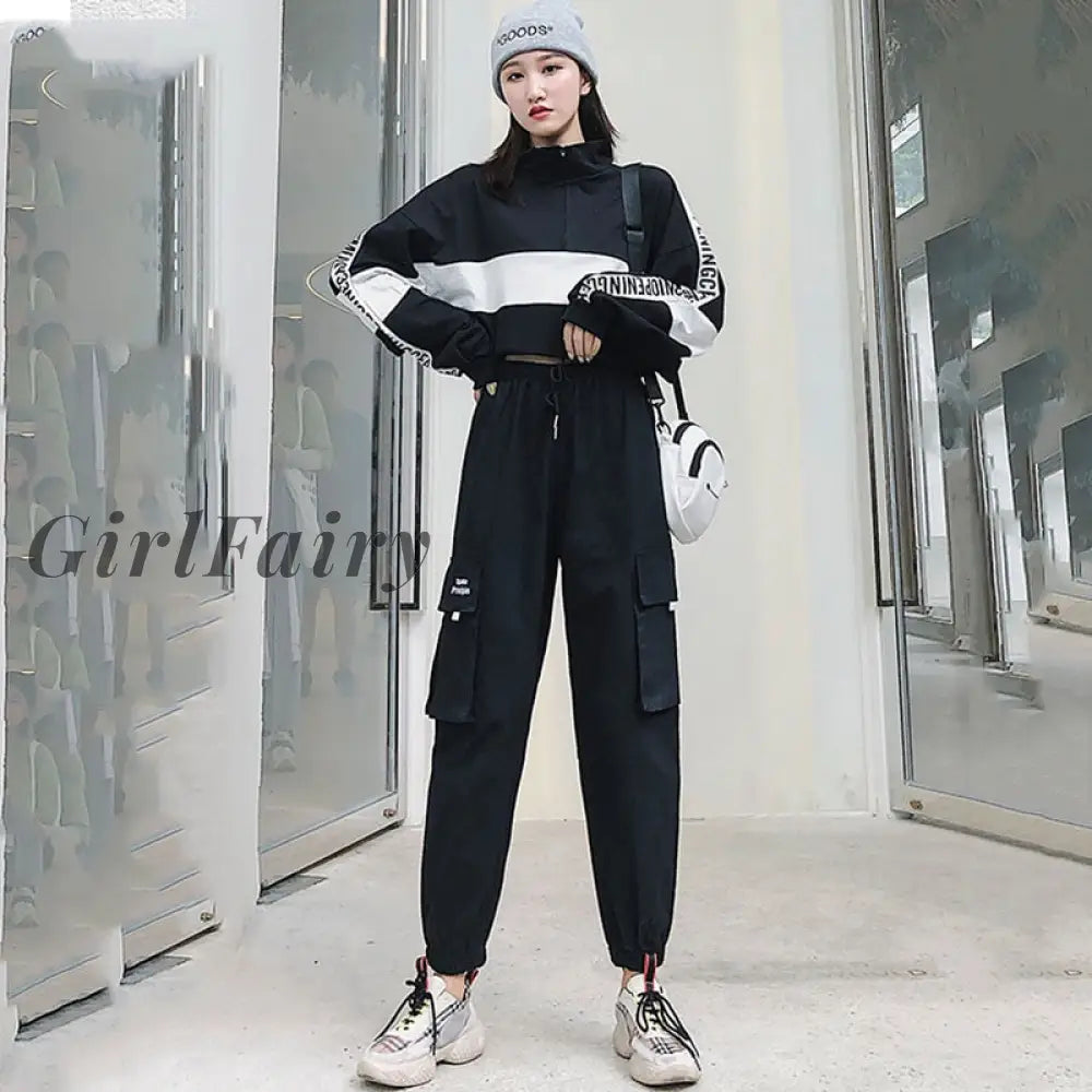 Girlfairy Back To College 2023 Autumn High Waist Streetwear Cargo Pants Female Harajuku Loose