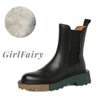 Girlfairy Back To School Autumn/Winter Fashion Women Boots Thick Heel Two Colors Retro Chelsea Boot