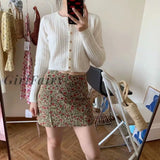 Girlfairy Back To School Gift Summer Women Contrast Color Floral Print Mini Skirt Vintage Package