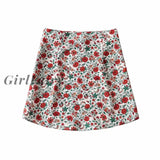 Girlfairy Back To School Gift Summer Women Contrast Color Floral Print Mini Skirt Vintage Package