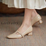 Girlfairy Back To School Spring/Autumn Women Shoes Patent Leather Solid Color T-Shaped Buckle Square