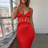 Girlfairy Bandage Dress Summer Womens Black Bodycon Red / Xs Dresses
