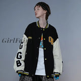 Girlfairy Baseball Jackets Coats Varsity Jacket Harajuku Embroidery Coat Men Women Streetwear Bomber Jacket Women Loose Unisex