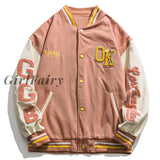 Girlfairy Baseball Jackets Coats Varsity Jacket Harajuku Embroidery Coat Men Women Streetwear Bomber