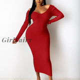 Girlfairy Black Dresses For Women Sexy Strapless Ribbed Knitted Bodycon Winter Long Sleeve Midi