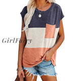 Girlfairy Blouses Casual T Shirts Short Sleeve O-Neck Women Tops And Blouses Pocket Plus Size Loose Summer Fashion Female Blusa Clothing