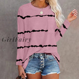 Girlfairy Blouses Tops Long Sleeve Stripe Casual Tops O-Neck Loose Streetwear Oversized Women's Blouses Shirt Female Blusas Mujer Camisa