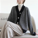 Girlfairy Cardigan Sweaters Women Knitted Coat Basic Top Sweater Winter Female Knit Ladies One Size