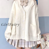 Girlfairy Cardigan Women Solid Oversize Harajuku Loose Sweaters Student Preppy Sweet Girl Cute Knitwear New All-Match Soft Hot Sale Basic