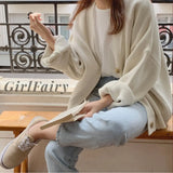 Girlfairy Cardigans New 2023 Autumn Winter Womens Sweaters Plus Size V-Neck Buttons Oversize