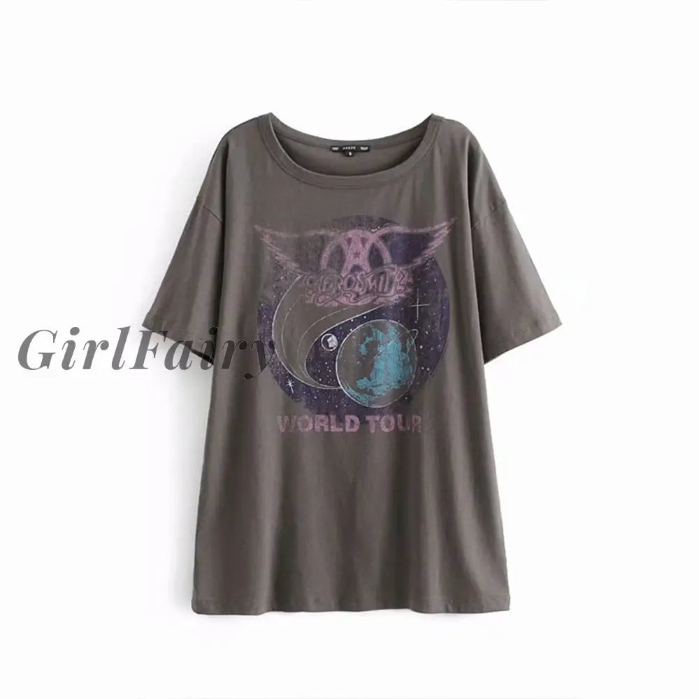 Girlfairy Casual Cotton Tshirt O Neck Half Sleeve Cartoon Streetwear Holiday Summer Tops Women 2023