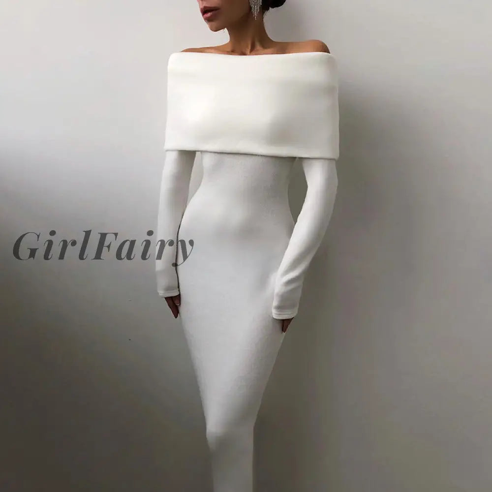 Girlfairy Casual Elegant Off Shoulder Woman Cotton Long Wrap Dress 2023 Party Club White Black