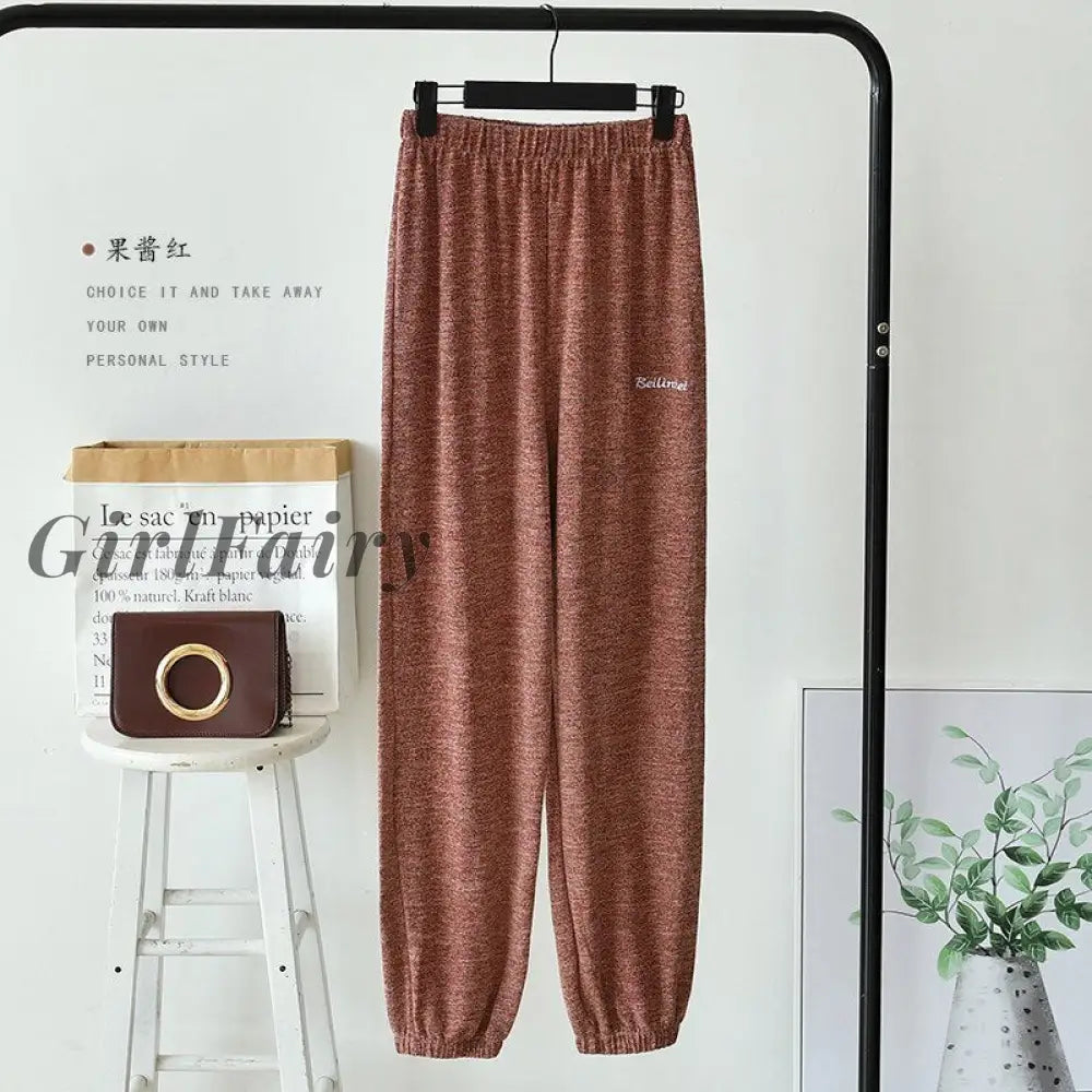 Girlfairy Casual Women Pants Elastic Waist Sleep Bottoms Home Trousers Lounge Wear Harajuku Joggers