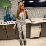 Girlfairy Casual Zipper Jumpsuit For Women Unique Bright Line Decoration High Street Style Fashion