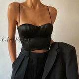 Girlfairy Corset Tops Women New Arrivals White Crop Top Bodycon Double Layer Sexy Y2K Spagheti Strap
