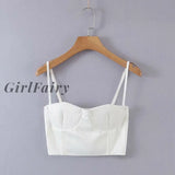 Girlfairy Corset Tops Women New Arrivals White Crop Top Bodycon Double Layer Sexy Y2K Spagheti Strap