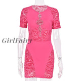 Girlfairy Cut Out Sexy Zebra Mesh Transparent Womens Mini Dress For Beach Holiday Club Party Prom