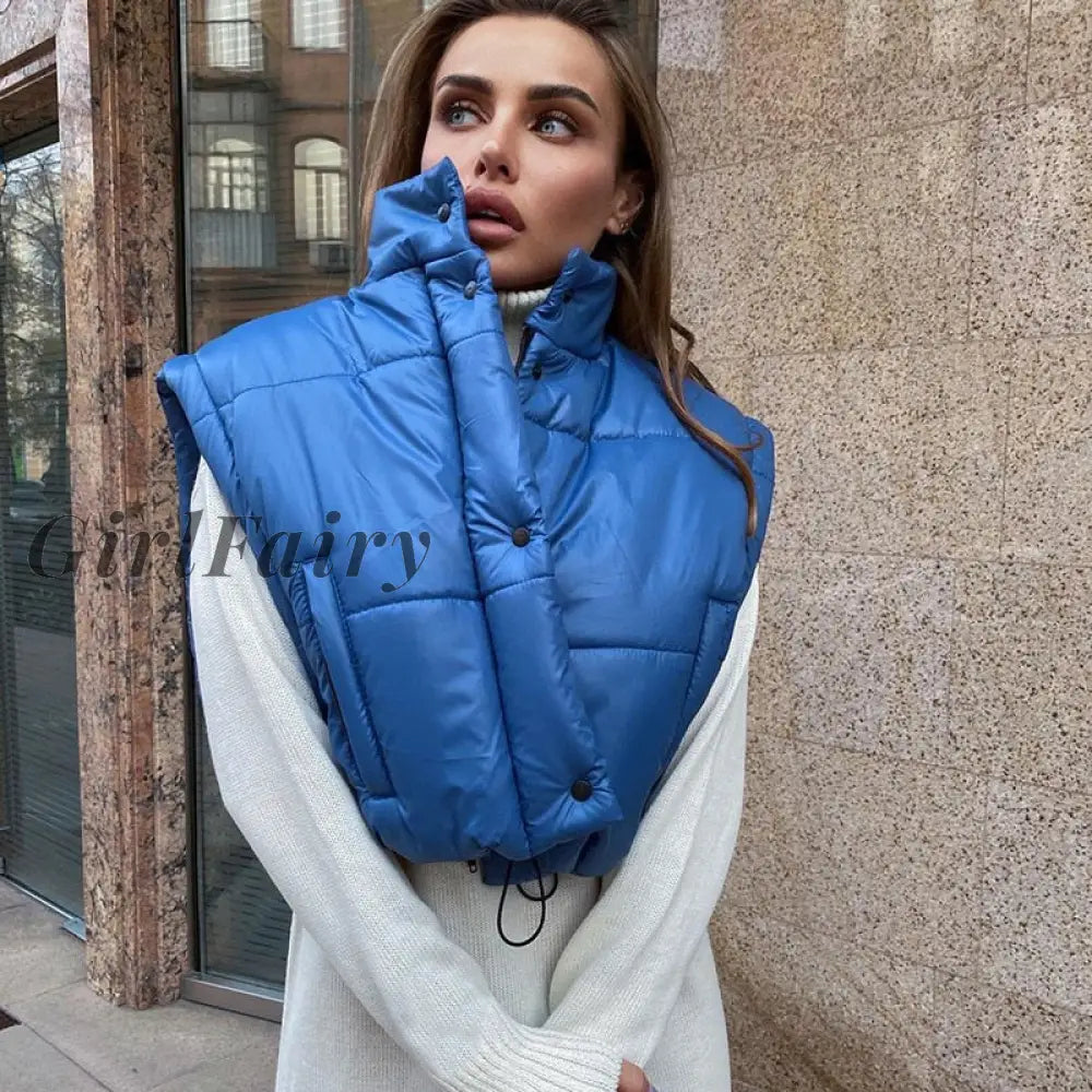 Girlfairy Detachable Long Sleeve Puffer Vest Jackets For Women Winter Clothing Fashion Warm Bubble