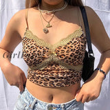 Girlfairy E Girl Floral Print Crop Tops Women Y2K Spaghetti Strap Fashion Backless Camis Summer