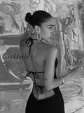Girlfairy Elegant Fashion Halter Sexy Backless Sleeveless Maxi Dress For Women Summer 2023 Club