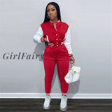 GirlFairy Fall Winter Streetwear 2 Two Piece Set Tracksuit Sweatsuits For Women Outfits Jackets Pants Suits Matching Sets