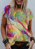 Girlfairy Fashion 3D Gradient Print Women T-Shirts Short Sleeve Summer Casual Tops Street Sport