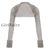 Girlfairy Fashion Elegant Faux Fur Fluffy Winter Women T-Shirts Cardigan Vintage Cropped Tops Jacket