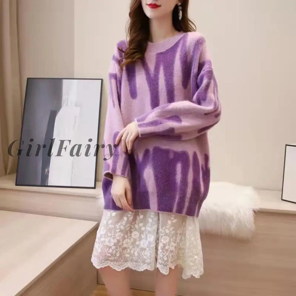 Girlfairy Fashion Knitted Sweater Women Sexy Slim Warm Sweaters Slimming Top Long Sleeve Soft Loose