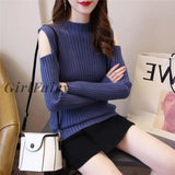Girlfairy Fashion Knitted Women Sweater Knit Ribbed Casual Top Oversized Soft Pullover Autumn Winter