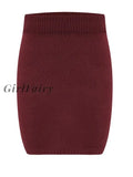 Girlfairy Fashion Knitter Sweater Two Piece Set Women Crop Top Coat And Skirt Elegant Ladies Evening