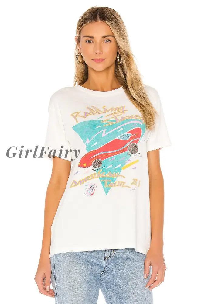 Girlfairy Fashion Oversized T-Shirts Girl High Quality Soft Cotton Fabric Summer Women Tees Plus