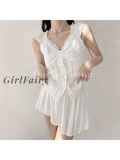 Girlfairy Fashion Summer Hollow Out Solid Color Women Soft Shirt V-Neck Patchwork Sleeveless Blouses